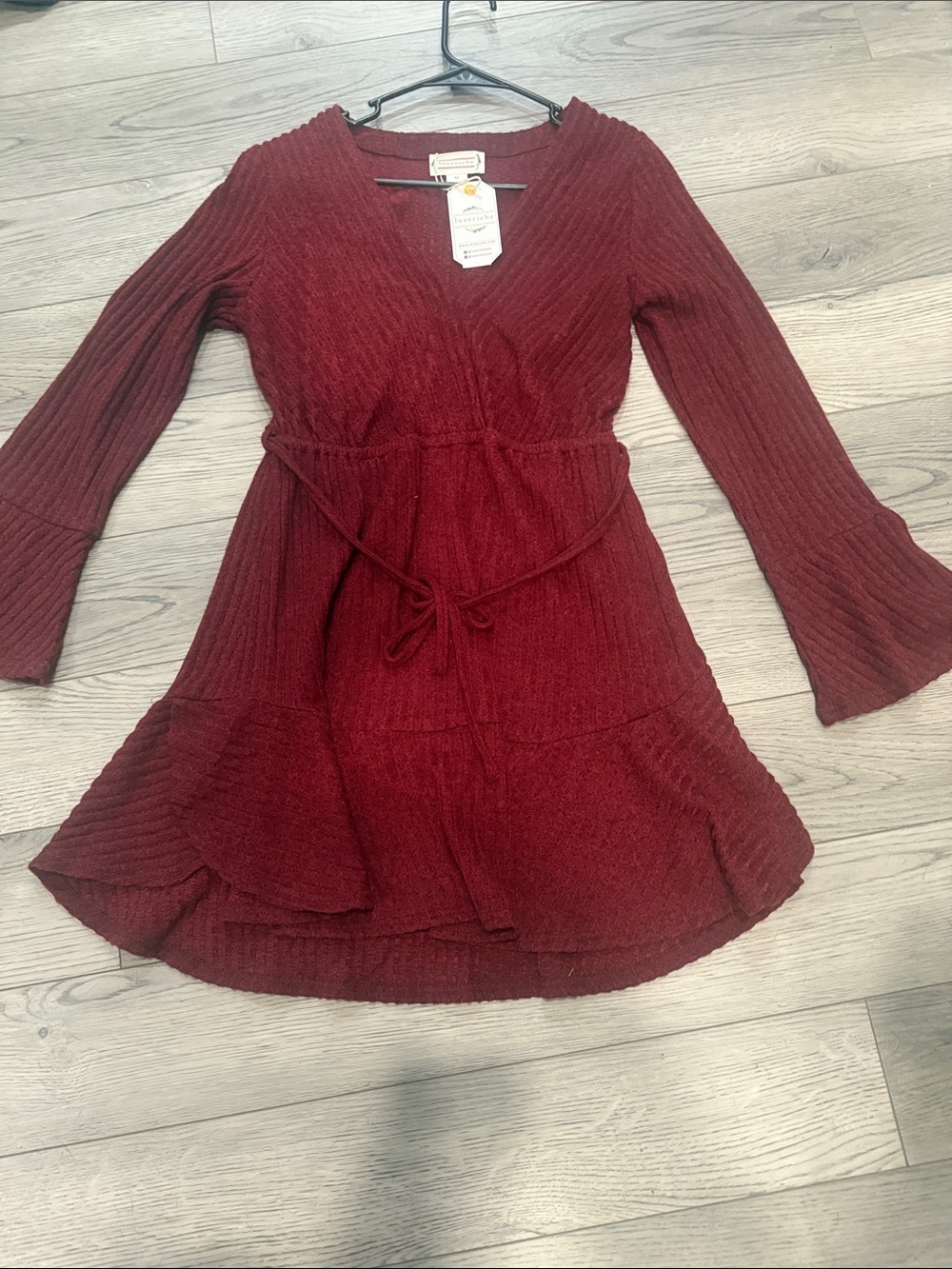 Love Riche Burgundy Knit Long Sleeve Dress